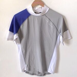 Aqua Lung Mens Rashguards Short Sleeve - Blue/Gray/White , Size S